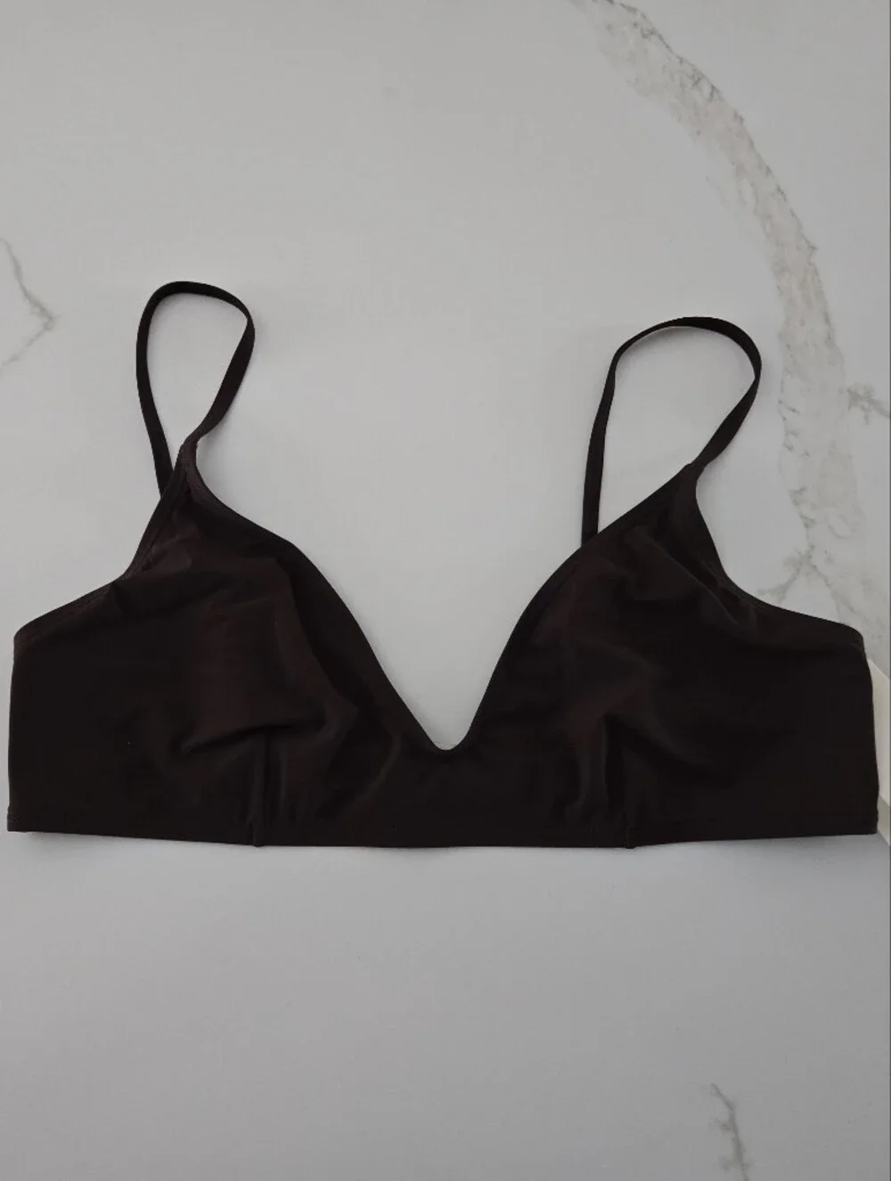 NWT Tory Burch Chocolate Brown Bralette Bikini Top With Thin Straps